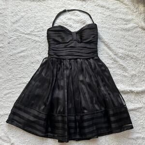 🥶 Betsey Johnson Black Organza Corset Mini Dress Size 6